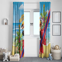 Belize Navidad Christmas Window Curtain Funny Santa Toucan - Wonder Print Shop
