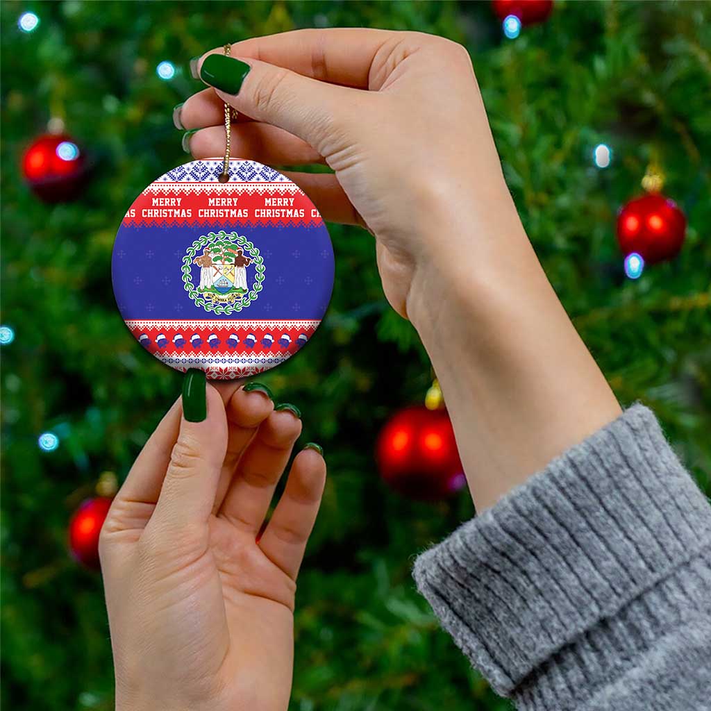 Belize Christmas Ceramic Ornament Coat Of Arms Merry Xmas - Wonder Print Shop