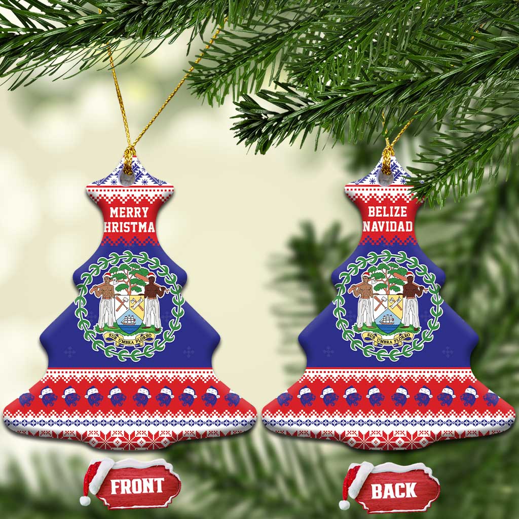 Belize Christmas Ceramic Ornament Coat Of Arms Merry Xmas - Wonder Print Shop