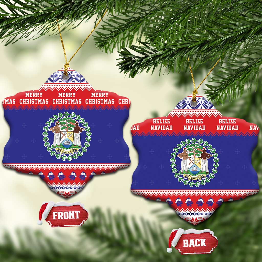 Belize Christmas Ceramic Ornament Coat Of Arms Merry Xmas - Wonder Print Shop