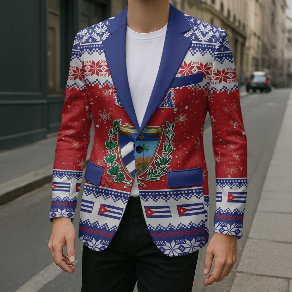 Personalized Cuba Christmas Blazer Coat Of Arms Xmas Vibe - Wonder Print Shop