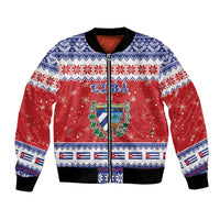 Personalized Cuba Christmas Bomber Jacket Coat Of Arms Xmas Vibe - Wonder Print Shop