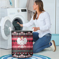 Polska Wesolych Swiat Laundry Basket Lachy Sadeckie Pattern Black Version