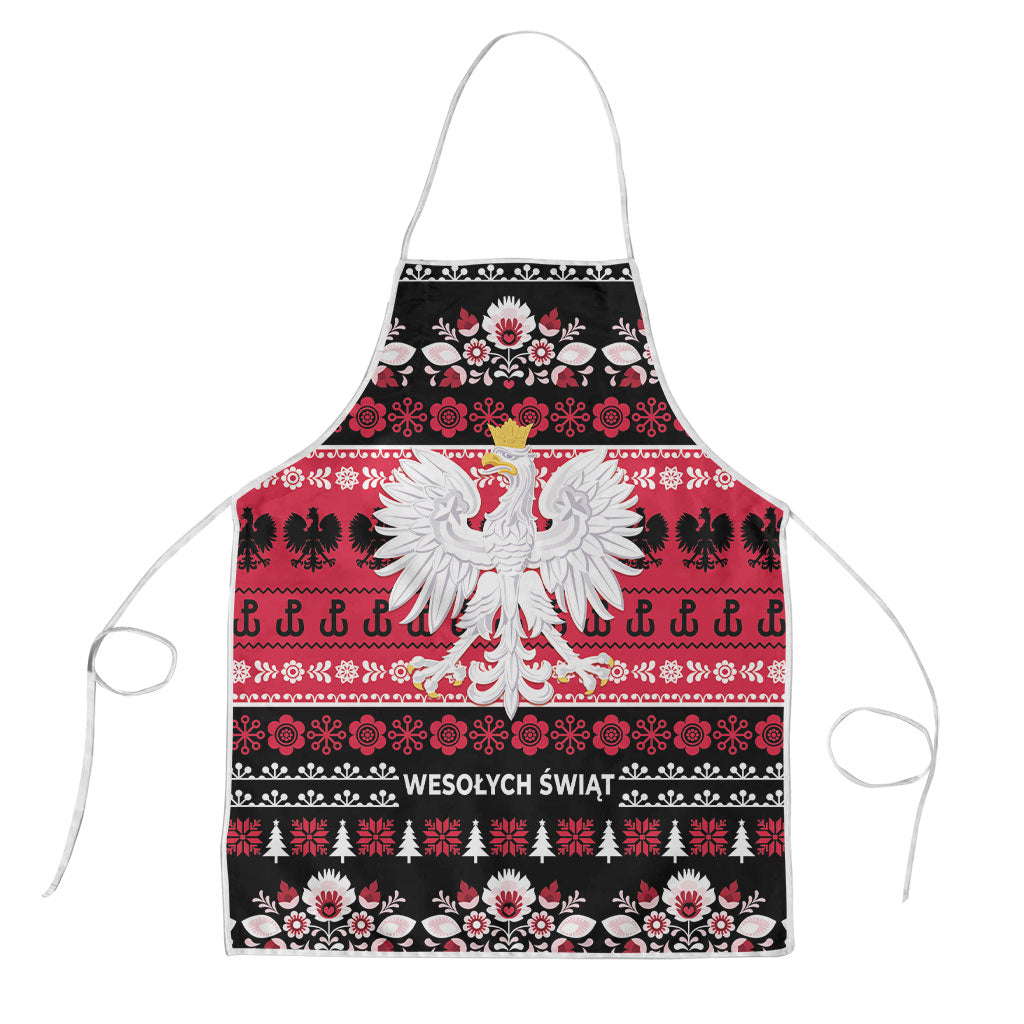 Polska Wesolych Swiat Apron Lachy Sadeckie Pattern Black Version