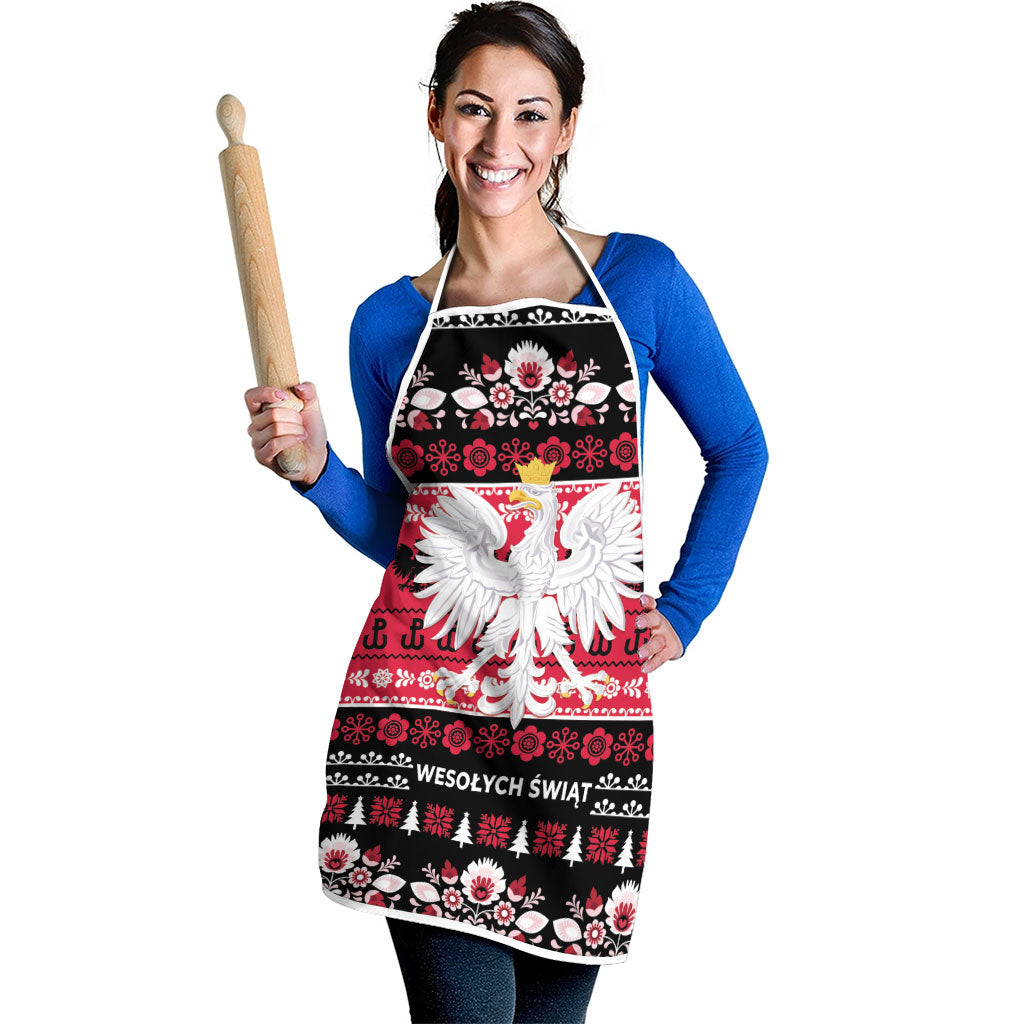 Polska Wesolych Swiat Apron Lachy Sadeckie Pattern Black Version