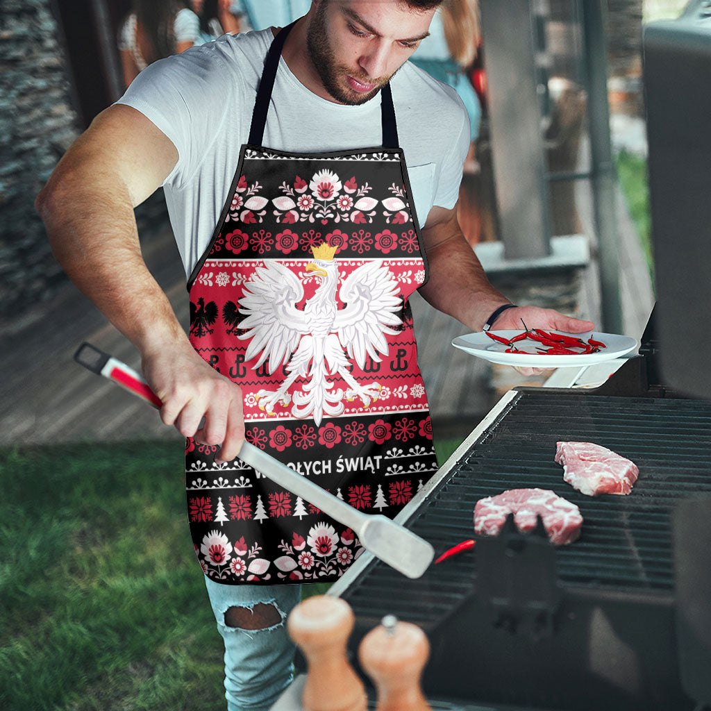 Polska Wesolych Swiat Apron Lachy Sadeckie Pattern Black Version