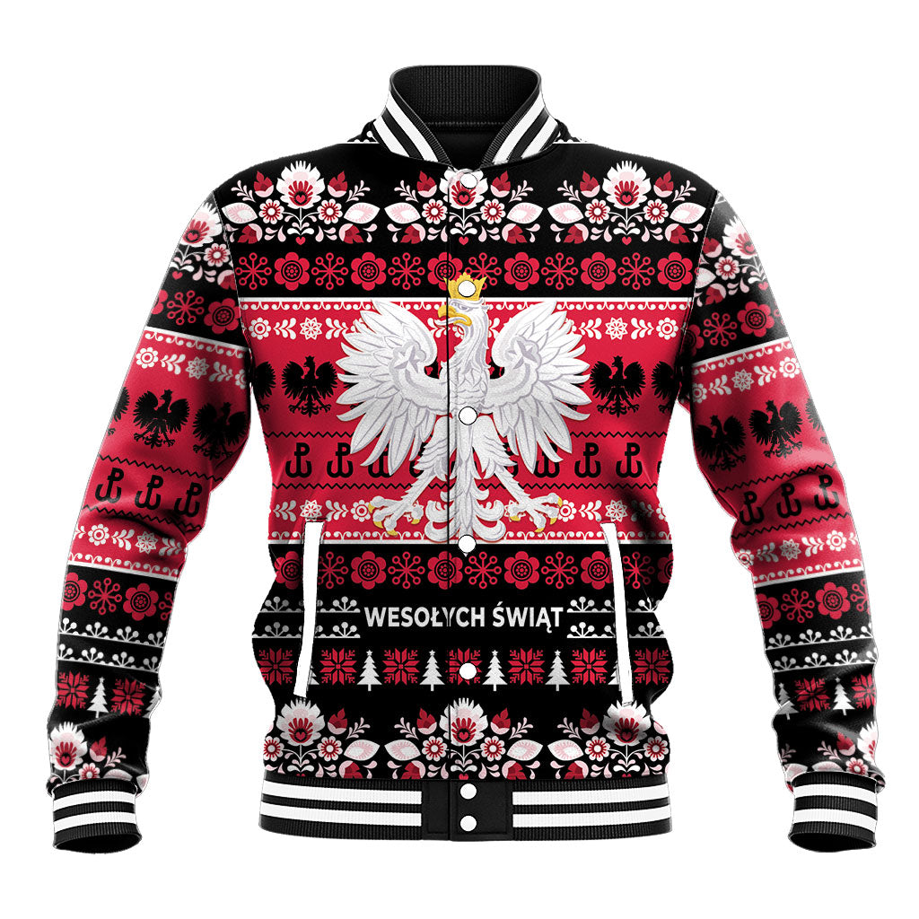 Polska Wesolych Swiat Baseball Jacket Lachy Sadeckie Pattern Black Version