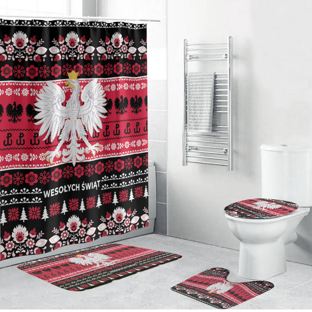 Polska Wesolych Swiat Bathroom Set Lachy Sadeckie Pattern Black Version