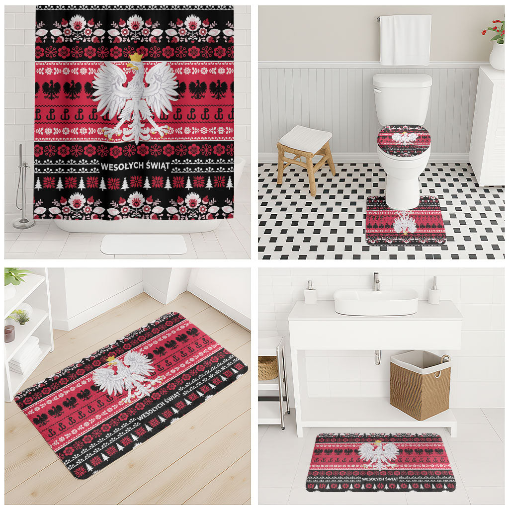 Polska Wesolych Swiat Bathroom Set Lachy Sadeckie Pattern Black Version