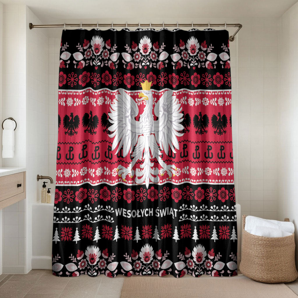 Polska Wesolych Swiat Bathroom Set Lachy Sadeckie Pattern Black Version