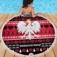 Polska Wesolych Swiat Beach Blanket Lachy Sadeckie Pattern Black Version