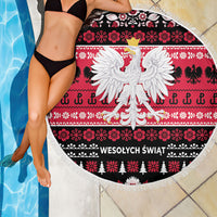 Polska Wesolych Swiat Beach Blanket Lachy Sadeckie Pattern Black Version