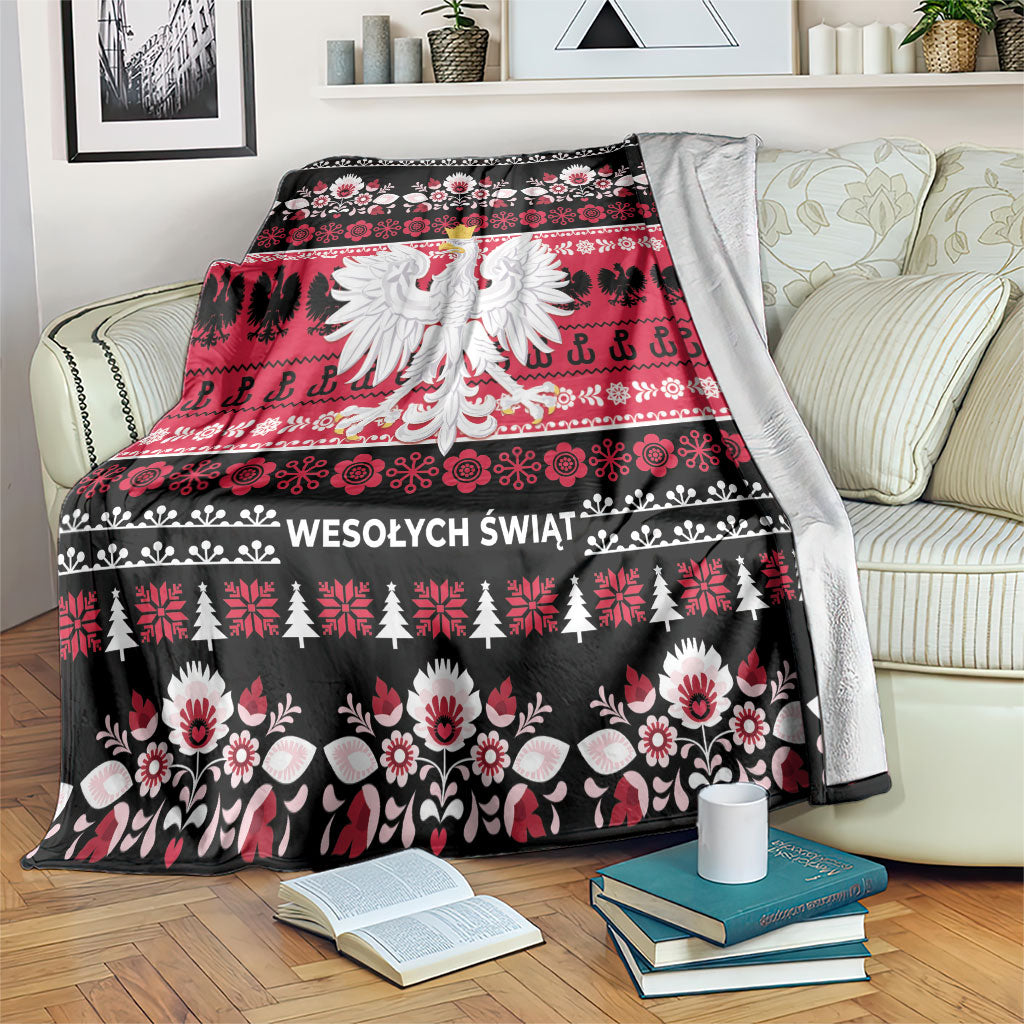 Polska Wesolych Swiat Blanket Lachy Sadeckie Pattern Black Version