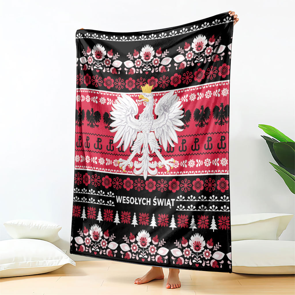 Polska Wesolych Swiat Blanket Lachy Sadeckie Pattern Black Version