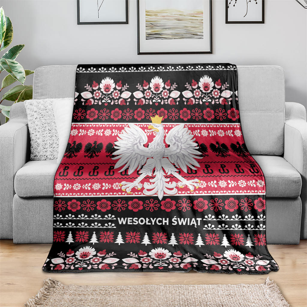 Polska Wesolych Swiat Blanket Lachy Sadeckie Pattern Black Version