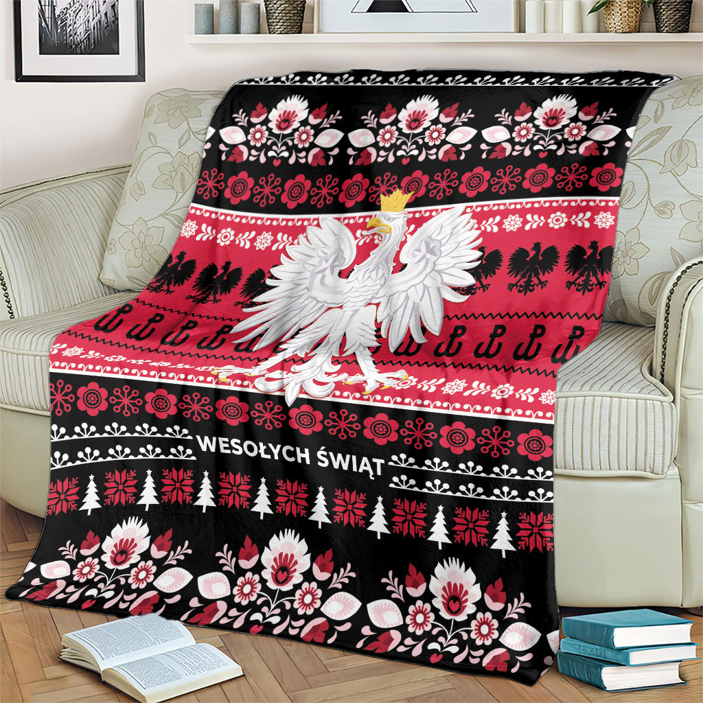 Polska Wesolych Swiat Blanket Lachy Sadeckie Pattern Black Version