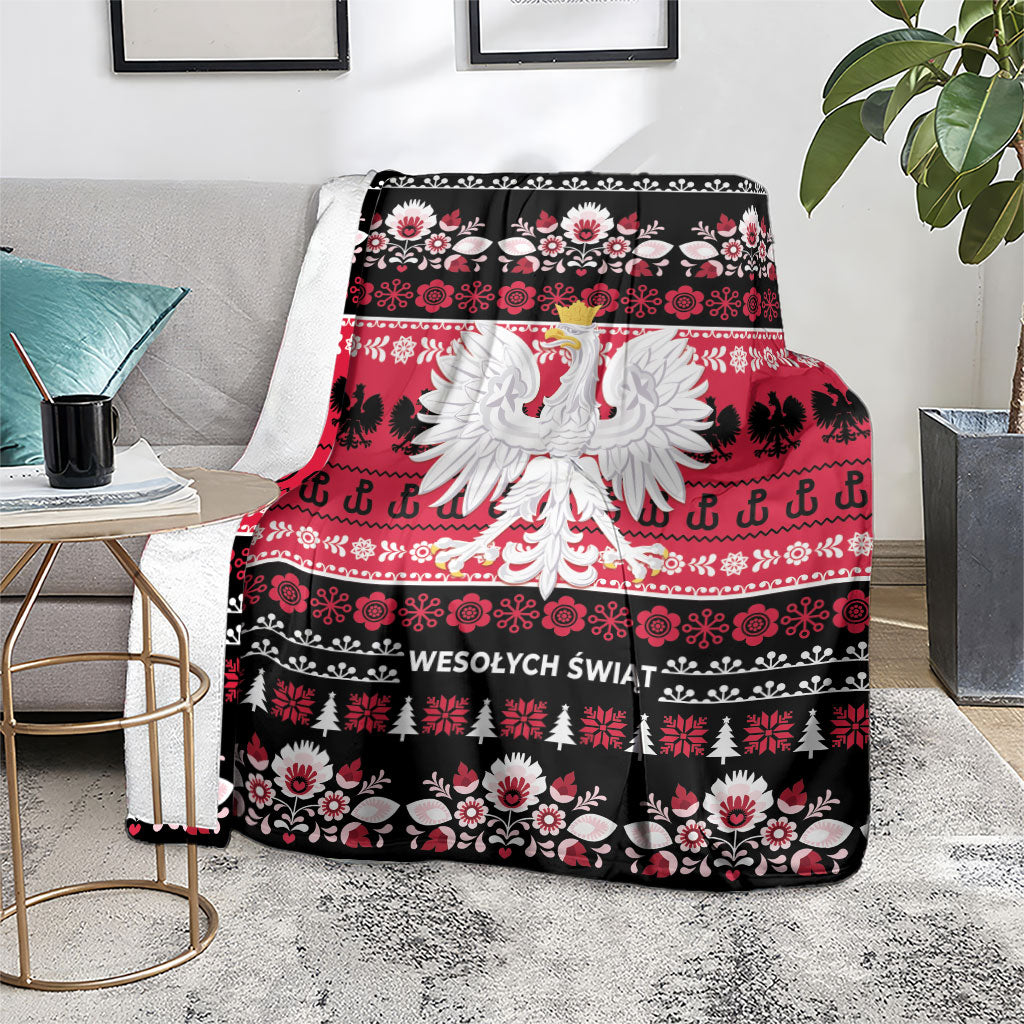 Polska Wesolych Swiat Blanket Lachy Sadeckie Pattern Black Version