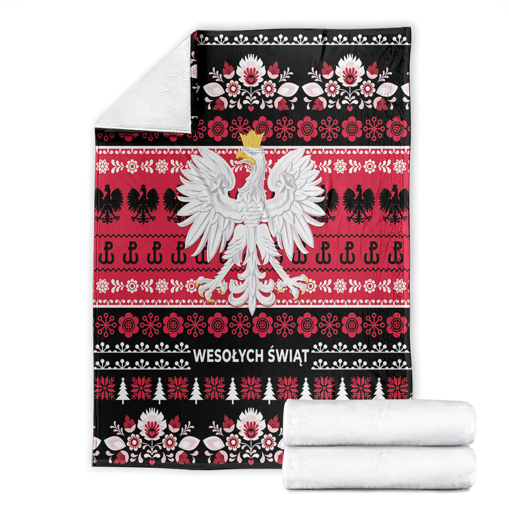 Polska Wesolych Swiat Blanket Lachy Sadeckie Pattern Black Version
