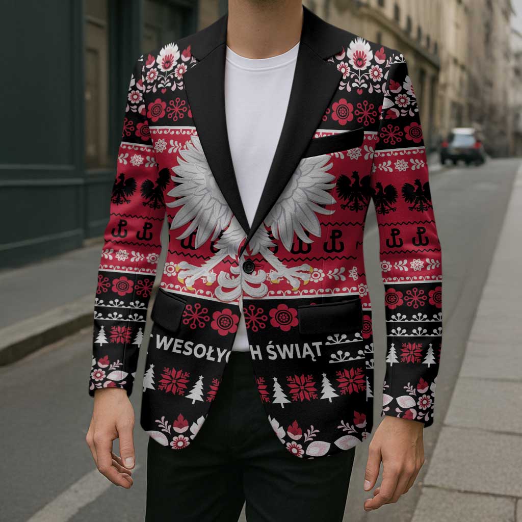 Polska Wesolych Swiat Blazer Lachy Sadeckie Pattern Black Version
