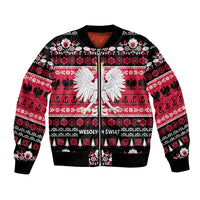 Polska Wesolych Swiat Bomber Jacket Lachy Sadeckie Pattern Black Version