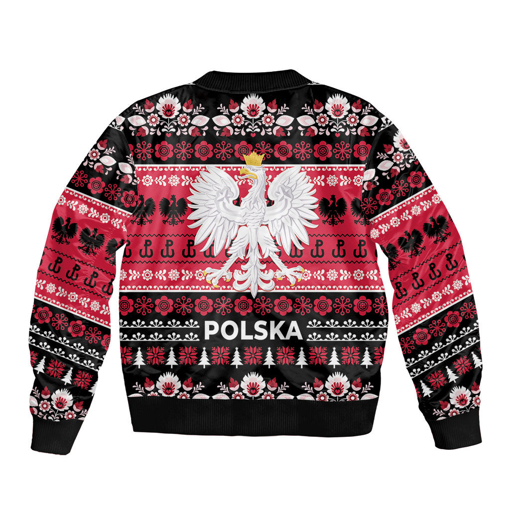 Polska Wesolych Swiat Bomber Jacket Lachy Sadeckie Pattern Black Version