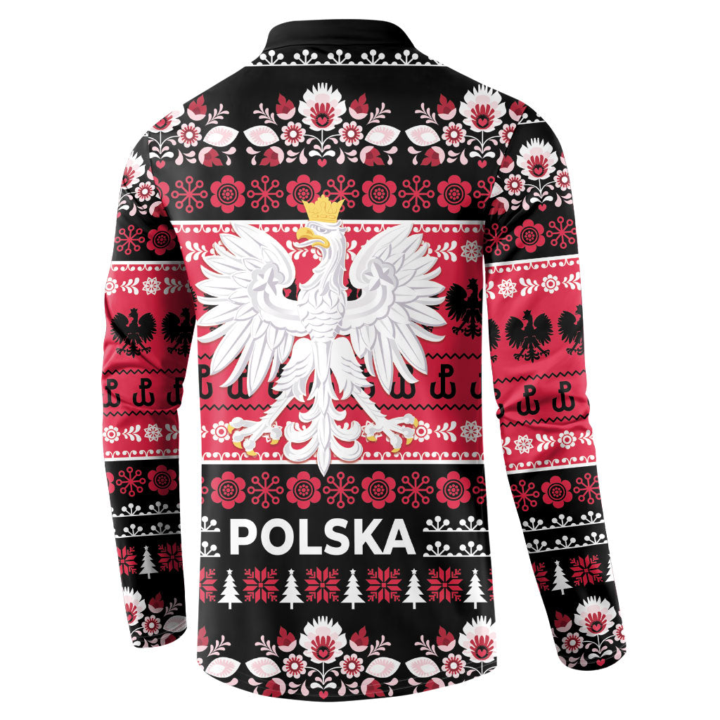 Polska Wesolych Swiat Button Sweatshirt Lachy Sadeckie Pattern Black Version