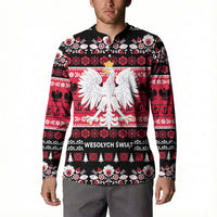 Polska Wesolych Swiat Button Sweatshirt Lachy Sadeckie Pattern Black Version