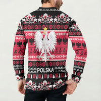 Polska Wesolych Swiat Button Sweatshirt Lachy Sadeckie Pattern Black Version