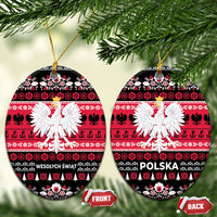 Polska Wesolych Swiat Ceramic Ornament Lachy Sadeckie Pattern Black Version