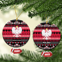Polska Wesolych Swiat Ceramic Ornament Lachy Sadeckie Pattern Black Version