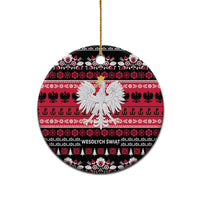 Polska Wesolych Swiat Ceramic Ornament Lachy Sadeckie Pattern Black Version