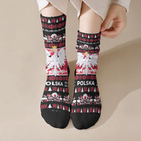 Polska Wesolych Swiat Crew Socks Lachy Sadeckie Pattern Black Version