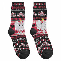 Polska Wesolych Swiat Crew Socks Lachy Sadeckie Pattern Black Version