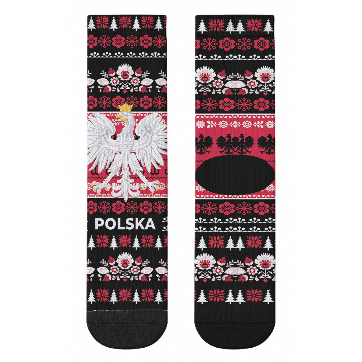Polska Wesolych Swiat Crew Socks Lachy Sadeckie Pattern Black Version