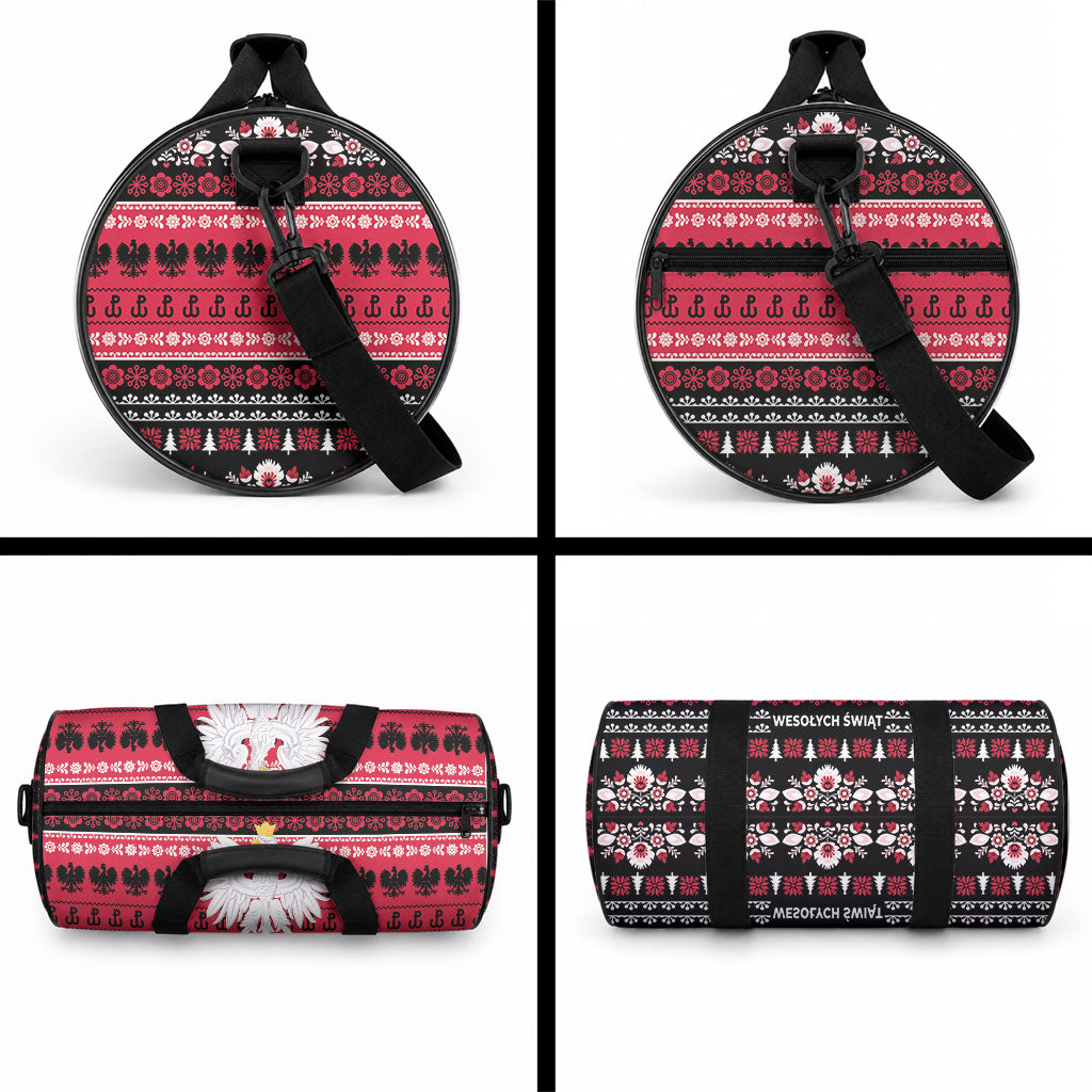 Polska Wesolych Swiat Duffle Bag Lachy Sadeckie Pattern Black Version