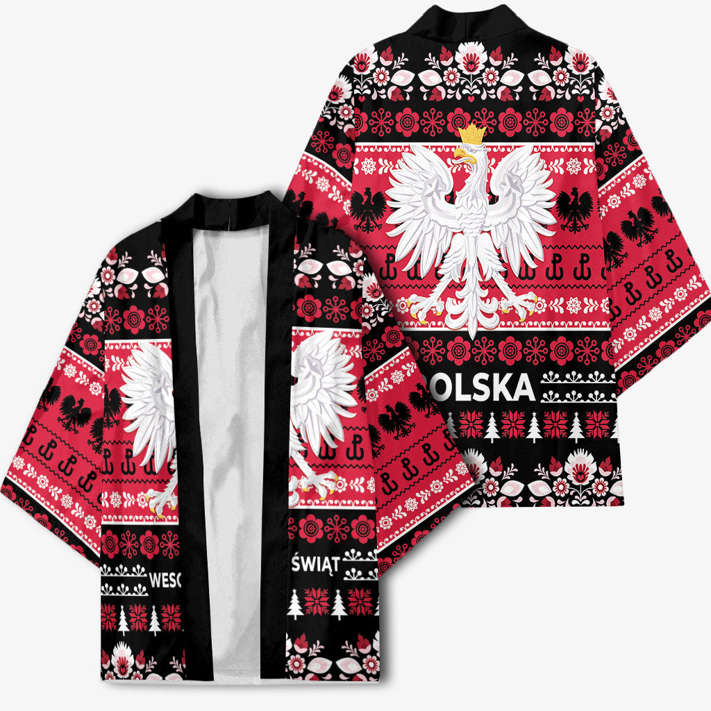 Polska Wesolych Swiat Kimono Lachy Sadeckie Pattern Black Version