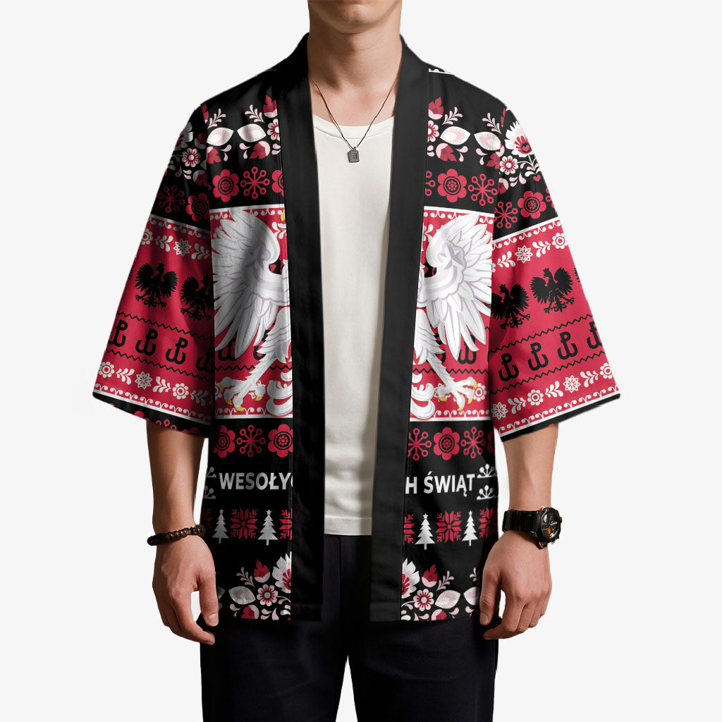Polska Wesolych Swiat Kimono Lachy Sadeckie Pattern Black Version