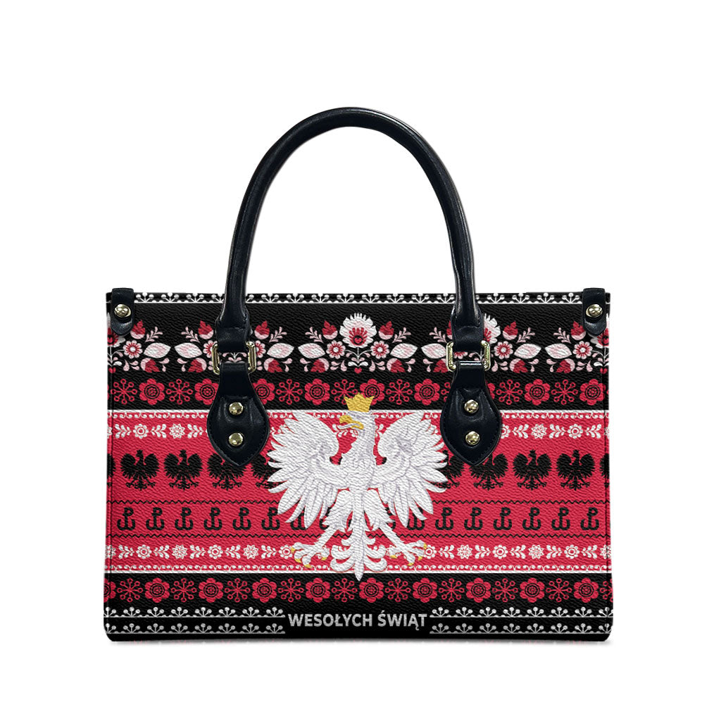 Polska Wesolych Swiat Leather Bag Lachy Sadeckie Pattern Black Version