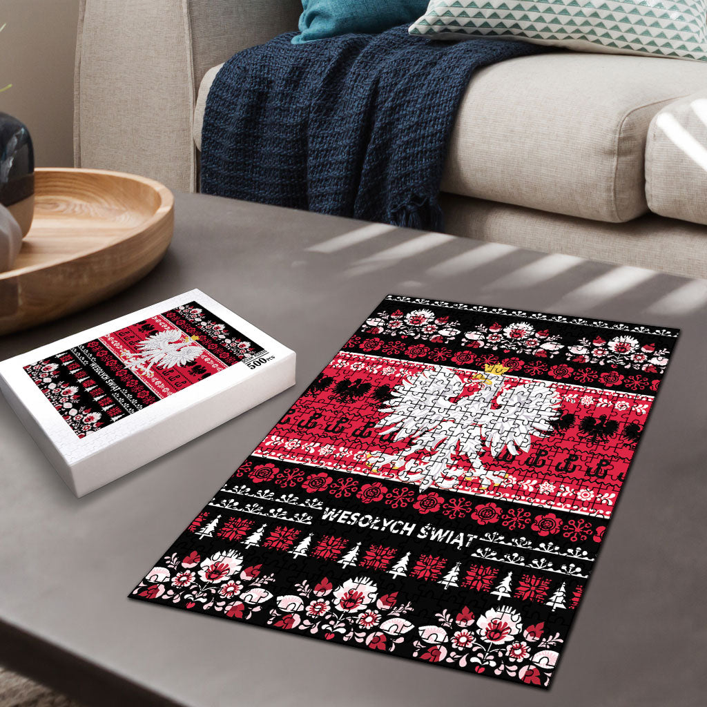 Polska Wesolych Swiat Puzzle Lachy Sadeckie Pattern Black Version