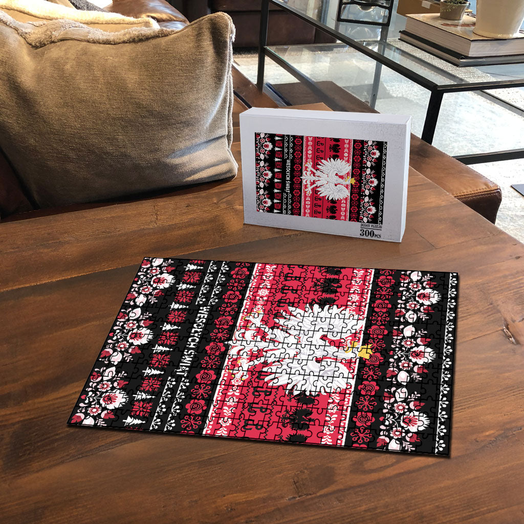 Polska Wesolych Swiat Puzzle Lachy Sadeckie Pattern Black Version