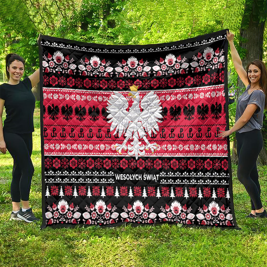 Polska Wesolych Swiat Quilt Lachy Sadeckie Pattern Black Version