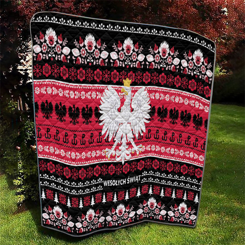 Polska Wesolych Swiat Quilt Lachy Sadeckie Pattern Black Version