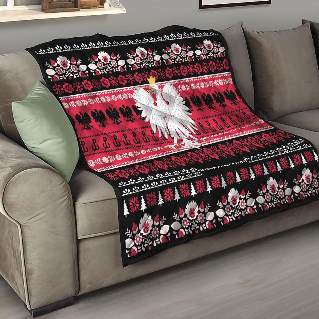Polska Wesolych Swiat Quilt Lachy Sadeckie Pattern Black Version