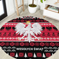 Polska Wesolych Swiat Round Carpet Lachy Sadeckie Pattern Black Version