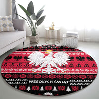 Polska Wesolych Swiat Round Carpet Lachy Sadeckie Pattern Black Version