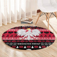 Polska Wesolych Swiat Round Carpet Lachy Sadeckie Pattern Black Version