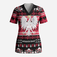 Polska Wesolych Swiat Scrub Top Lachy Sadeckie Pattern Black Version