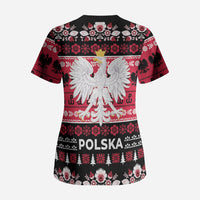 Polska Wesolych Swiat Scrub Top Lachy Sadeckie Pattern Black Version