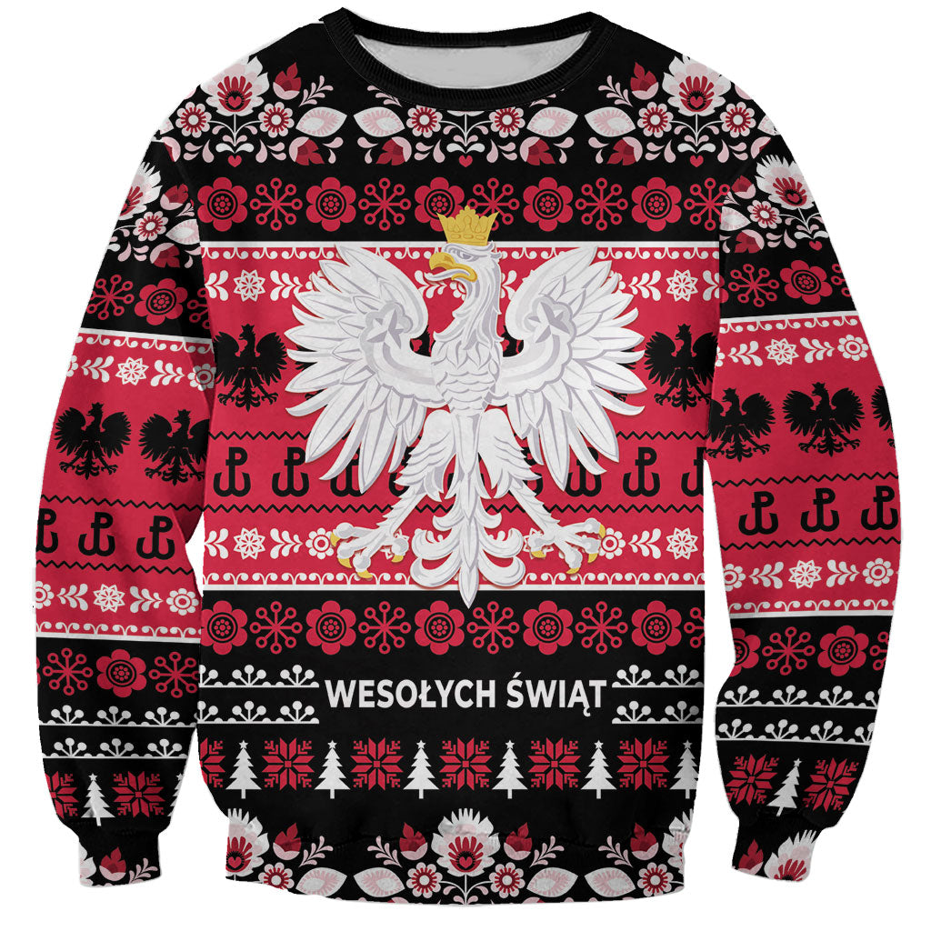 Polska Wesolych Swiat Sweatshirt Lachy Sadeckie Pattern Black Version