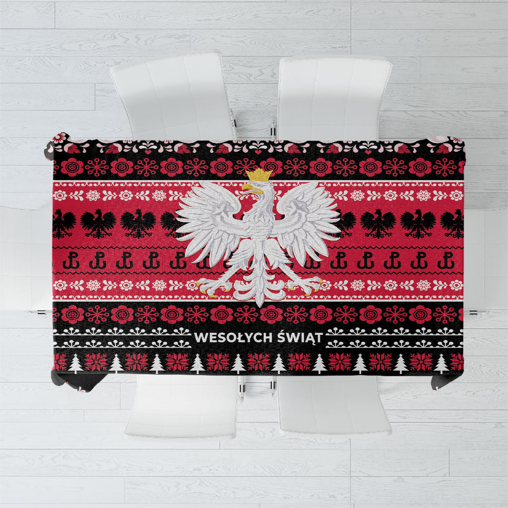 Polska Wesolych Swiat Tablecloth Lachy Sadeckie Pattern Black Version